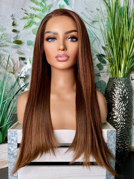 HD lace frontal Auburn 24” thick, blunt cut style