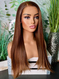 HD lace frontal Auburn 24” thick, blunt cut style