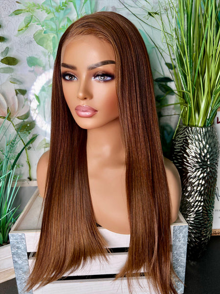 HD lace frontal Auburn 24” thick, blunt cut style