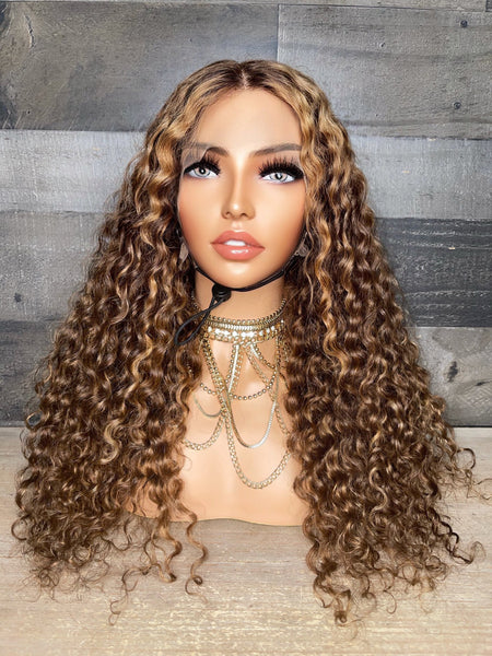 Brown + Blonde highlight lace frontal wig 24”