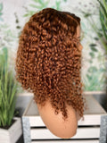 Curly spicy red HD frontal wig 14” Cambodian deep curls