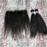 Kinky straight bundle set with frontal 16’’16’’+16’’ Frontal