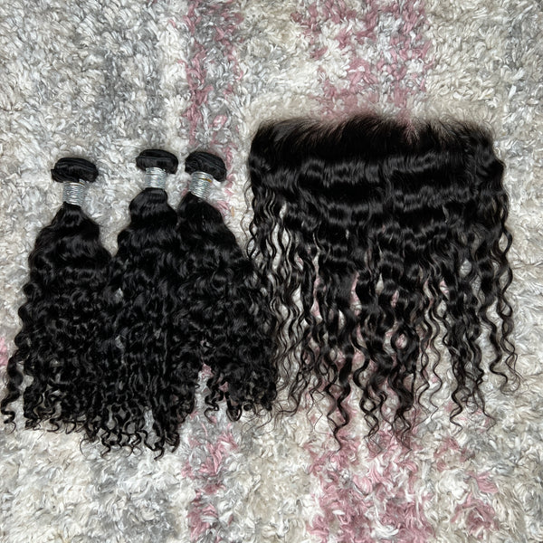 Indian curly bundle set 18’’18’’18’’+18’’ frontal