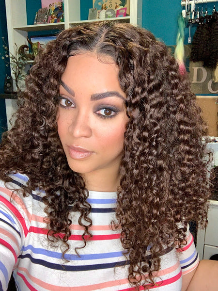 Cambodian deep curls, natural chocolate color