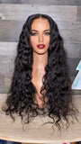 28'' Raw indian very wavy transparent frontal wig high density