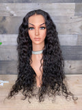 28'' Raw indian very wavy transparent frontal wig high density