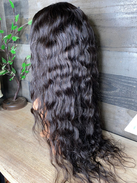 28'' Raw indian very wavy transparent frontal wig high density