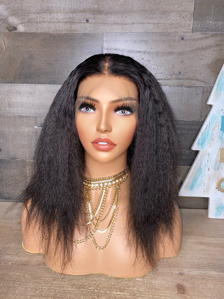 14'' thick vietnamese kinky straight frontal wig