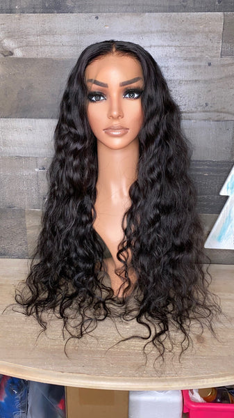 28'' Raw indian very wavy transparent frontal wig high density
