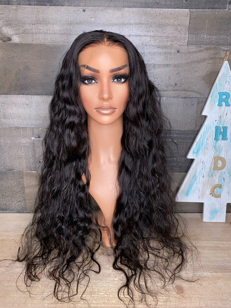 28'' Raw indian very wavy transparent frontal wig high density