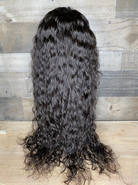 28'' Raw indian very wavy transparent frontal wig high density