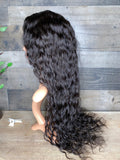 28'' Raw indian very wavy transparent frontal wig high density