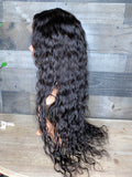 28'' Raw indian very wavy transparent frontal wig high density