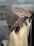 28" Rose Gold blonde closure wig high density indian hair