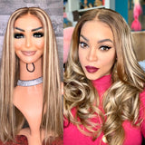 Blonde highlight frontal wig, trans lace normal density 24’’