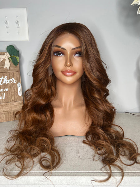 24” Medium brown frontal wig