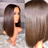 Silk top frontal wig European silky hair with natural brown ombré