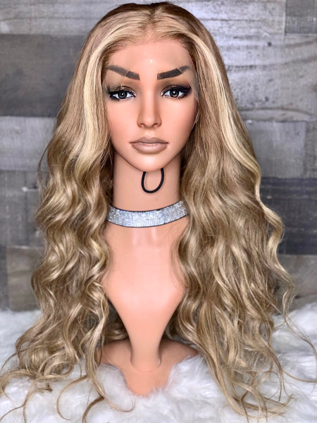 24” blonde ombré highlight FULL LACE wig