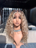 Blonde indian curly frontal unit
