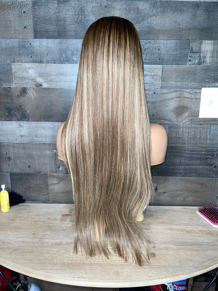 Long thick density double drawn 28” Vietnamese highlight blonde