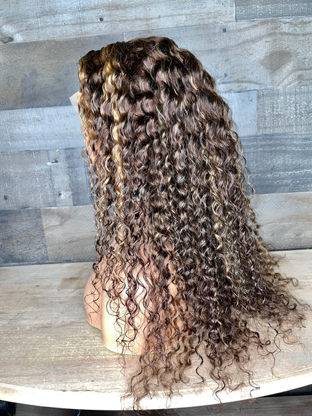 24” Cambodian curly highlight frontal wig