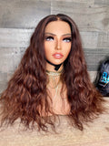22” Cambodian wavy with brown ombré lace frontal wig