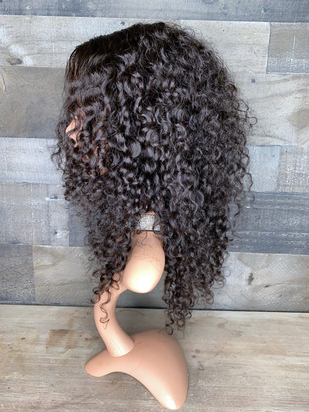 16” indian curly closure wig natural brown