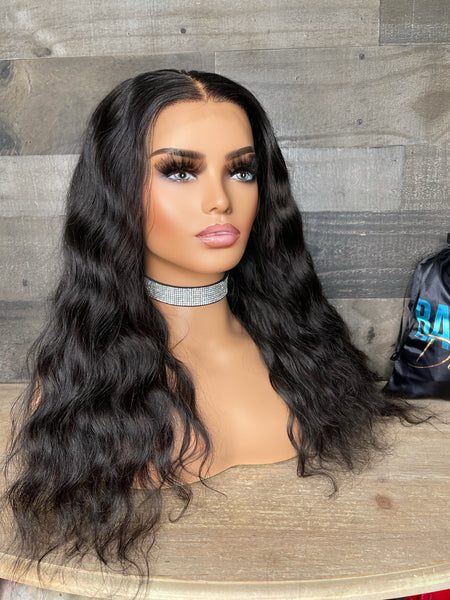 22” Cambodian wavy with low luster lace frontal wig