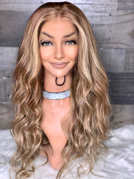 24” blonde ombré highlight FULL LACE wig