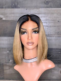 12” indian silky frontal wig honey blonde ombré