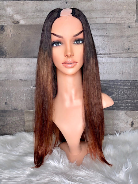 Leave out wig with custom color 22” Vietnamese straight 3 bundle