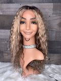 Blonde indian curly frontal unit