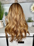 Made to order !Highlight closure unit beautiful brown and blonde 22”