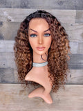 18” HD lace Cambodian curly wig custom brown ombré