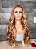 28” Brown and Blonde Indian silky lace frontal 180%