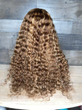 {Made to order }24’’ brown and blonde highlight Cambodian curls 13x6
