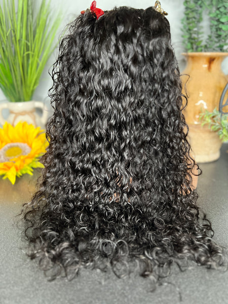 Curly baby hair 22” HD frontal wig indian deep wave