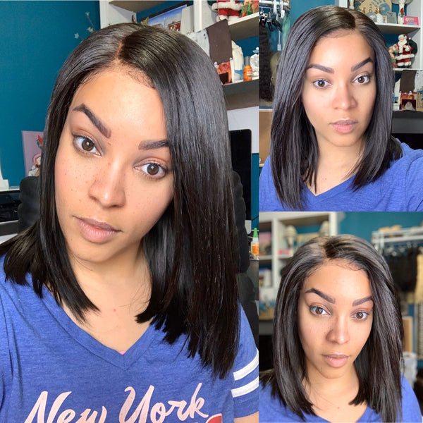 Indian Silky straight 12” bob with frontal