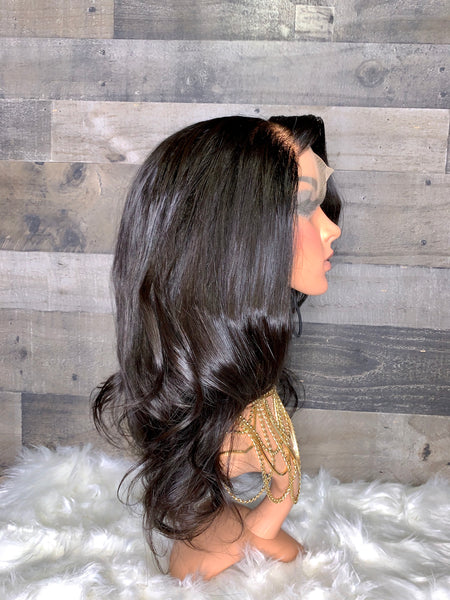 18” Raw Indian waves lace frontal wig 2.5 bundles