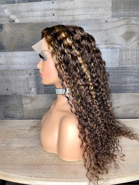 24” Cambodian curly highlight frontal wig