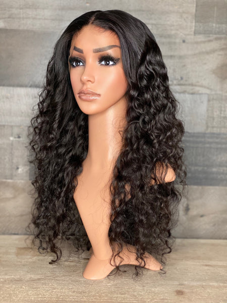 24’’ Raw Indian medium curls HD frontal wig heavy density