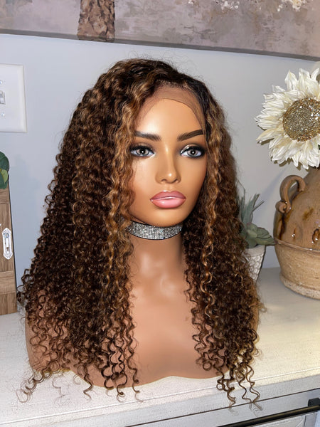 Made to order Cambodian deep curly 22’’ highlights +HD frontal