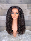 Cambodian deep curly lace frontal wig 22”