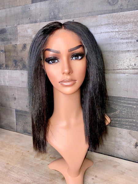 Kinky straight 14” lace frontal wig
