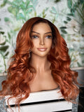 Stunning Orange frontal wig with dark roots