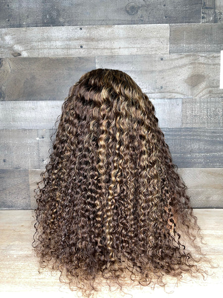 HIGHLIGHT BUNDLE ! 24” Cambodian curly highlight frontal + bang highlight frontal wig 22”