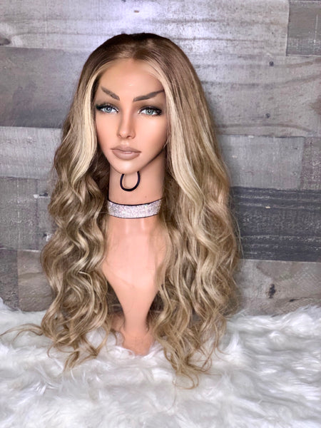24” blonde ombré highlight FULL LACE wig