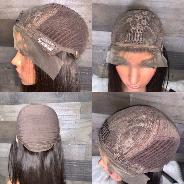 Silk top frontal wig European silky hair with natural brown ombré