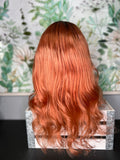 Stunning Orange frontal wig with dark roots