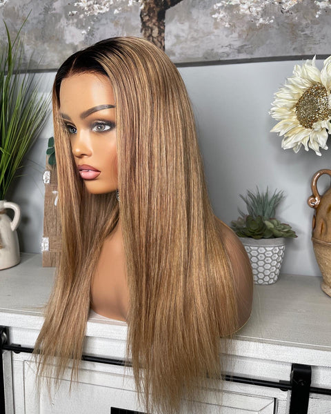 Honey blonde lace frontal wig 22